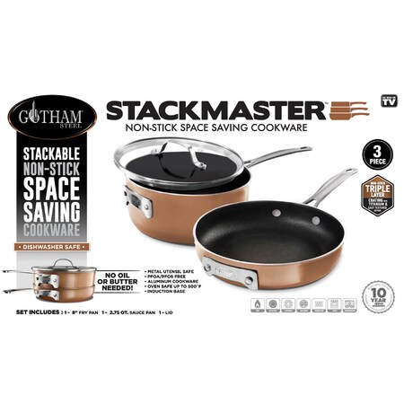 Gotham Steel Fry Pan Set Aluminum 3Pc 2875